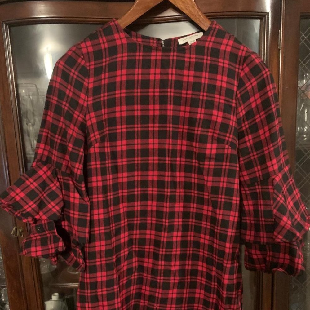 Beach Lunch Lounge Red and Black Plaid Dress